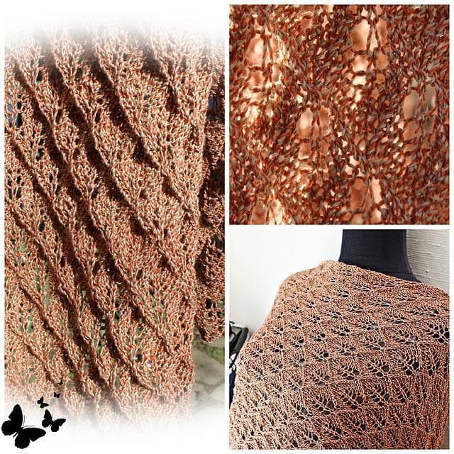 Stricktuch "Flammenstola" - Bobbel Wolle und Farbverlaufsgarn von Chiemseegarn